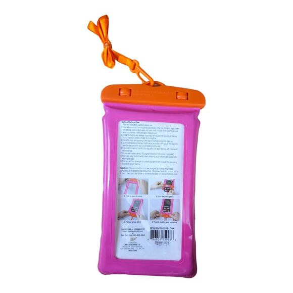 NEW IPX7 Universal Waterproof Locking Phone Case in Pink/Orange - Picture 3 of 4